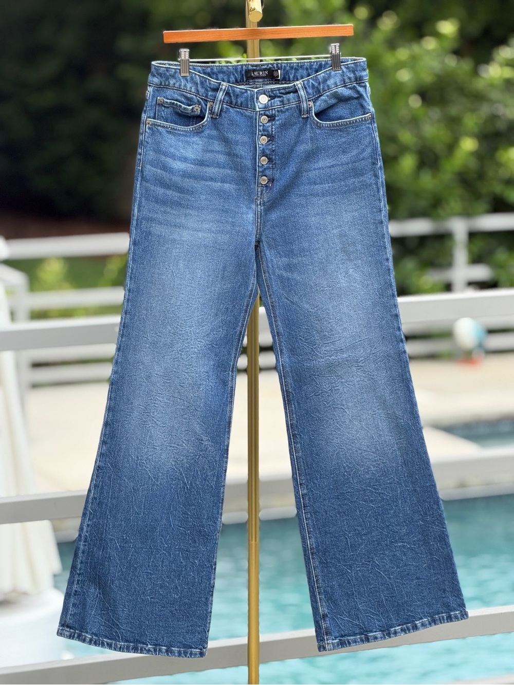 Ralph Lauren Blue Wide-Leg Button-Fly Jeans
